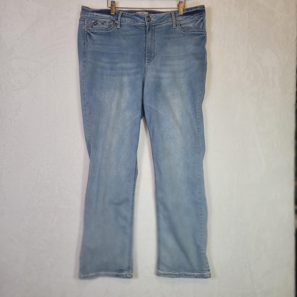 Y2K Embellished Bootcut Jeans Western Bohohemian‎ Blue Denim 39x31 Size 38